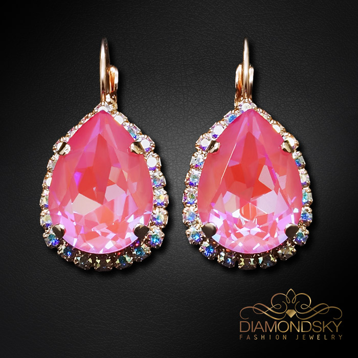 Auskari „Debesu Piliens III (Lotus Pink DeLite)“ ar Swarovski® kristāliem