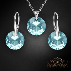 Sudraba komplekts sievietēm „Marianne (Aquamarine)“ ar Swarovski® kristāliem
