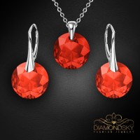 Sudraba komplekts sievietēm „Marianne (Light Siam)“ ar Swarovski® kristāliem
