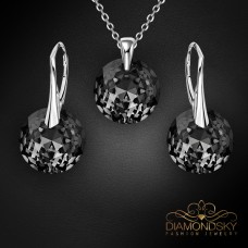 Sudraba komplekts sievietēm „Marianne (Silver Night)“ ar Swarovski® kristāliem