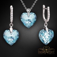 Sudraba komplekts sievietēm „Iemīlējusies Sirds III R (Aquamarine)“ ar Swarovski® kristāliem