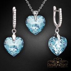 Sudraba komplekts sievietēm „Iemīlējusies Sirds III R (Aquamarine)“ ar Swarovski® kristāliem