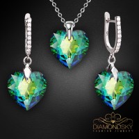 Sudraba komplekts sievietēm „Iemīlējusies Sirds III R (Vitrail Medium)“ ar Swarovski® kristāliem