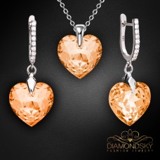 Sudraba komplekts sievietēm „Iemīlējusies Sirds III R (Light Colorado Topaz)“ ar Swarovski® kristāliem