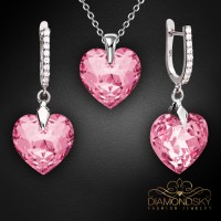 Sudraba komplekts „Iemīlējusies Sirds III R (Rose)“ ar Swarovski™ kristāliem