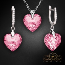 Sudraba komplekts „Iemīlējusies Sirds III R (Rose)“ ar Swarovski™ kristāliem