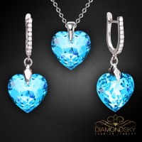 Sudraba komplekts „Iemīlējusies Sirds III R (Aquamarine Shimmer)“ ar Swarovski™ kristāliem