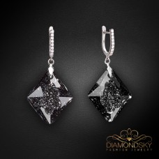 Sudraba auskari „Augošais Kristāls (Silver Night)“ ar Swarovski™ kristāliem