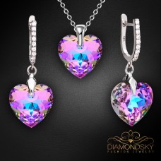 Sudraba komplekts „Iemīlējusies Sirds III R (Vitrail Light)“ ar Swarovski™ kristāliem