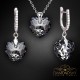 Sudraba komplekts sievietēm „Iemīlējusies Sirds III R (Silver Night)“ ar Swarovski® kristāliem