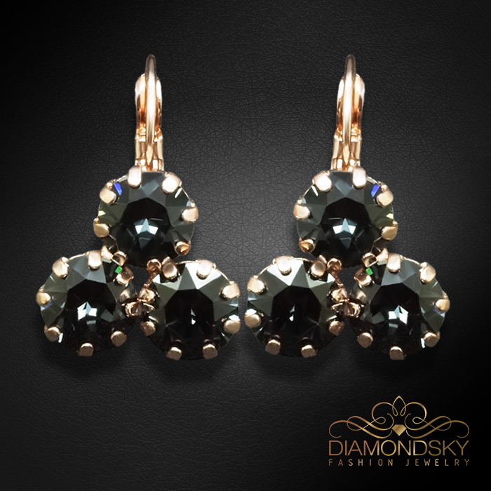 Auskari „Kristāla Lēdija II (Graphite)“ ar Swarovski™ kristāliem
