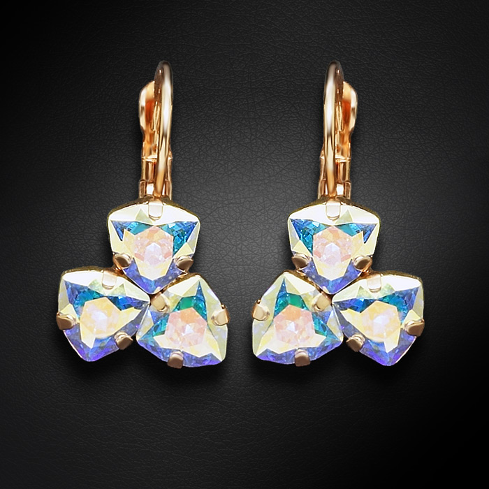 Auskari „Bermudu Trīsstūris III (Aurora Borealis)“ ar Swarovski™ kristāliem