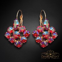 Серьги «Роскошь (Light Siam Shimmer)» с кристаллами Swarovski®