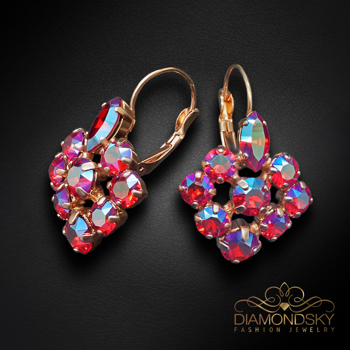 Auskari „Greznums (Light Siam Shimmer)“ ar Swarovski® kristāliem