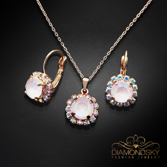 Komplekts sievietēm „Krāšņums II (Powder Rose)“ ar Swarovski® kristāliem