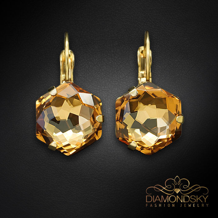 Auskari „Fantāzija (Light Colorado Topaz)“ ar Swarovski™ kristāliem