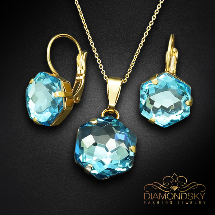 Komplekts sievietēm „Fantāzija (Aquamarine)“ ar Swarovski® kristāliem