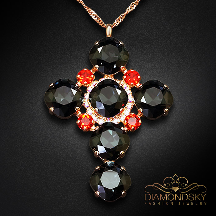 Kulons „Glamour (Graphite / Light Siam)“ ar Swarovski® kristāliem
