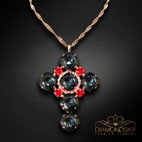 Pendant “Glamour (Graphite / Light Siam)” created with Crystals by Swarovski®
