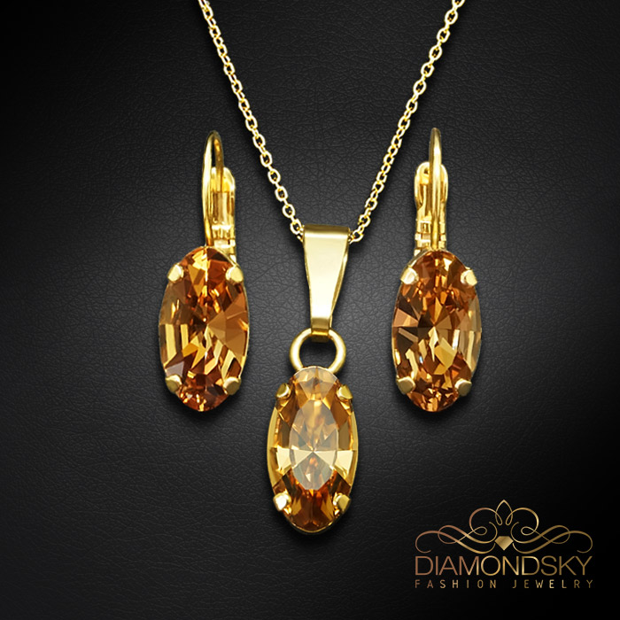 Komplekts sievietēm „Enigma (Light Colorado Topaz)“ ar Swarovski® kristāliem