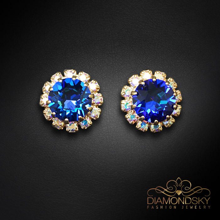 Auskari „Krāšņums III (Bermuda Blue)“ ar Swarovski® kristāliem