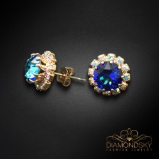 Auskari „Krāšņums III (Bermuda Blue)“ ar Swarovski® kristāliem