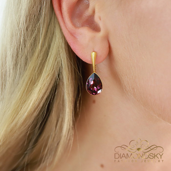 Sudraba komplekts „Kristāla Lāse (Amethyst)“ ar Preciosa™ kristāliem