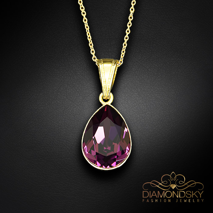 Sudraba kulons „Crystal Drop (Amethyst)“ ar Preciosa® kristāliem