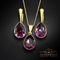 Sudraba komplekts „Kristāla Lāse (Amethyst)“ ar Preciosa™ kristāliem