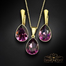 Sudraba komplekts „Kristāla Lāse (Amethyst)“ ar Preciosa™ kristāliem