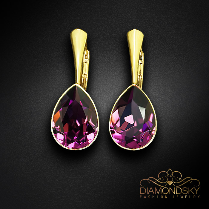 Sudraba komplekts „Kristāla Lāse (Amethyst)“ ar Preciosa™ kristāliem