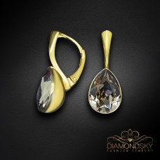 Sudraba auskari „Kristāla Lāse (Black DIamond)“ ar Preciosa™ kristāliem