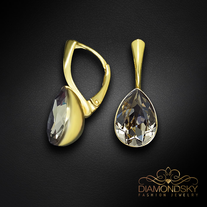 Sudraba komplekts „Kristāla Lāse (Black Diamond)“ ar Preciosa™ kristāliem