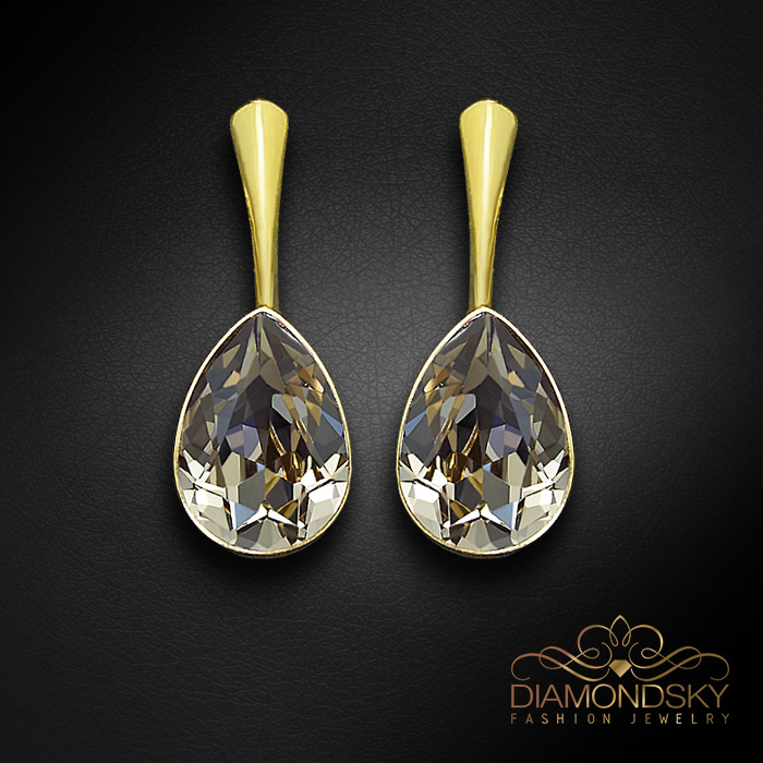 Sudraba auskari „Kristāla Lāse (Black DIamond)“ ar Preciosa™ kristāliem
