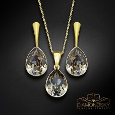 Sudraba komplekts „Kristāla Lāse (Black Diamond)“ ar Preciosa™ kristāliem