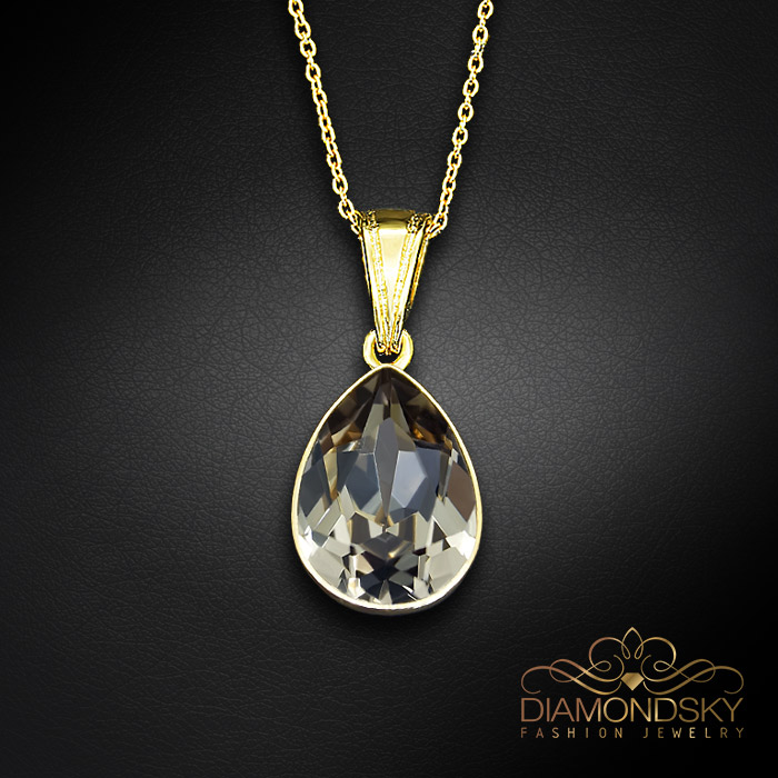 Sudraba kulons „Crystal Drop (Black Diamond)“ ar Preciosa® kristāliem
