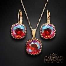 Komplekts sievietēm „Vintage V (Light Siam Shimmer)“ ar Swarovski® kristāliem