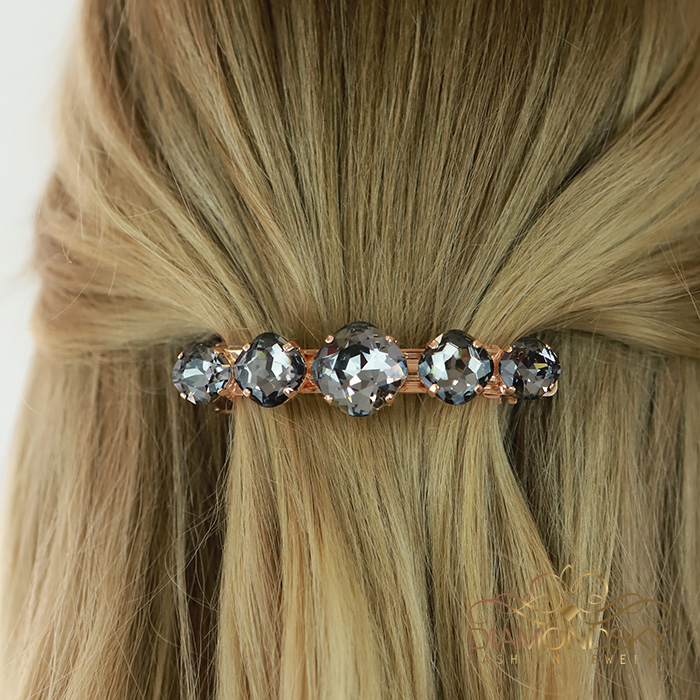 Matu sprādze „Apžilbinošs Mirdzums II (Silver Night)“ ar Swarovski™ kristāliem