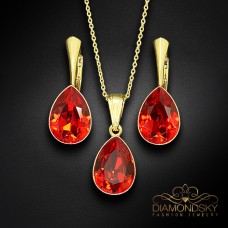 Sudraba komplekts „Kristāla Lāse (Light Siam)“ ar Preciosa™ kristāliem