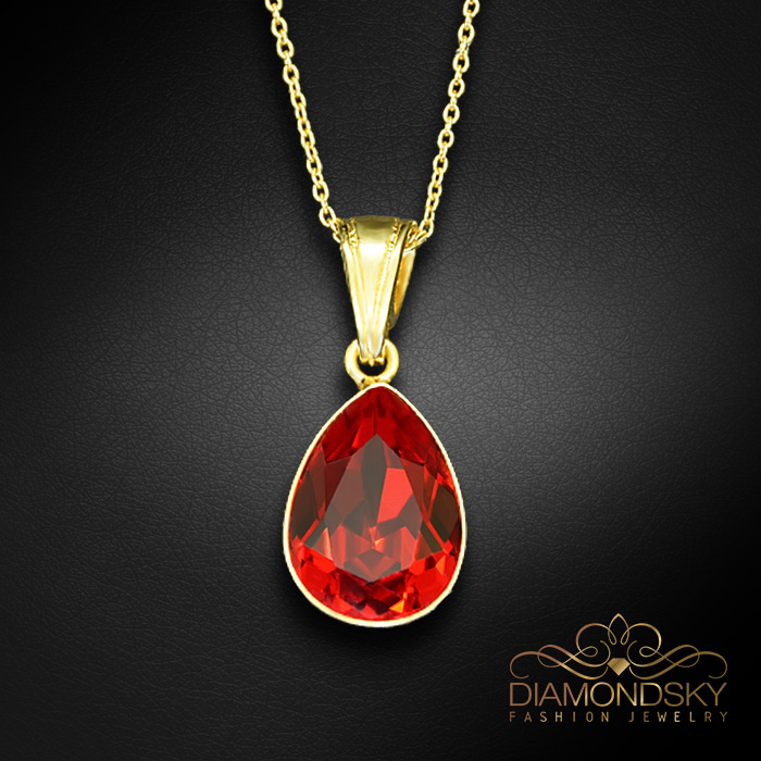 Sudraba kulons „Crystal Drop (Light Siam)“ ar Preciosa® kristāliem