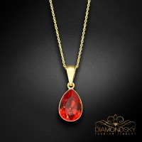 925 Sterling Silver Pendant “Crystal Drop (Light Siam)” created with Crystals by Preciosa®