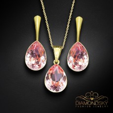 Sudraba komplekts „Kristāla Lāse (Light Rose)“ ar Preciosa™ kristāliem