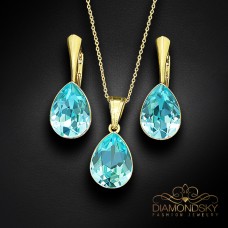 Sudraba komplekts „Kristāla Lāse (Aqua Bohemica)“ ar Preciosa™ kristāliem