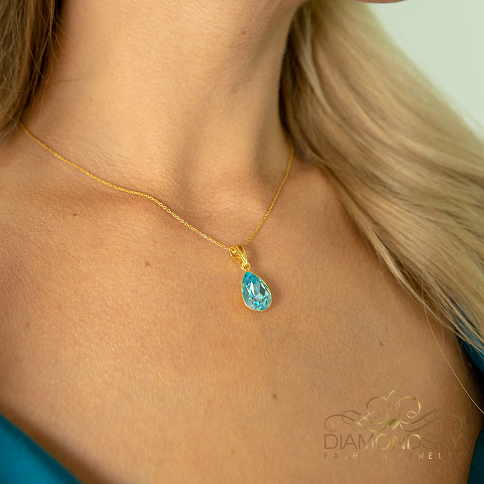Sudraba kulons „Crystal Drop (Aqua Bohemica)“ ar Preciosa® kristāliem