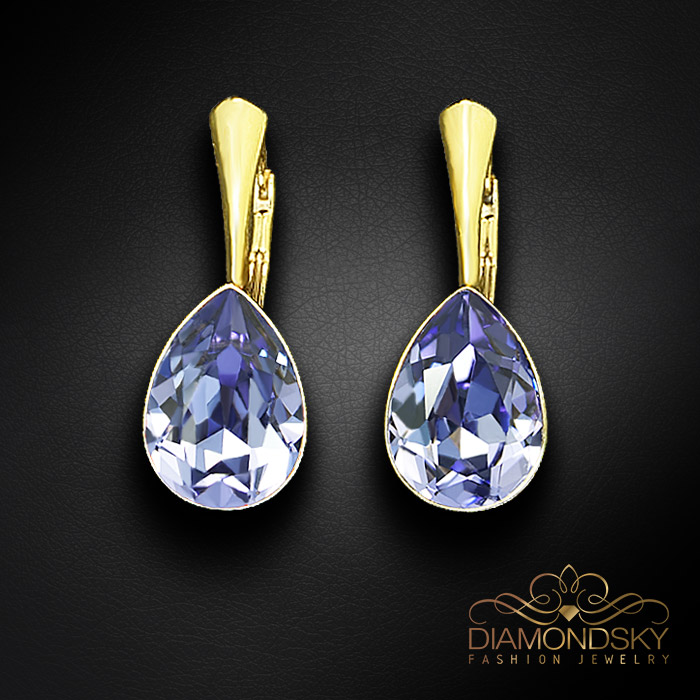 Sudraba auskari „Kristāla Lāse (Tanzanite)“ ar Preciosa™ kristāliem