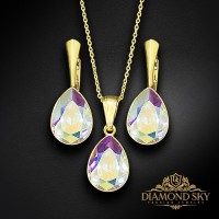 Sudraba komplekts „Kristāla Lāse (Aurora Borealis)“ ar Preciosa™ kristāliem