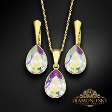 Sudraba komplekts „Kristāla Lāse (Aurora Borealis)“ ar Preciosa™ kristāliem