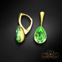 Sudraba auskari „Kristāla Lāse (Peridot)“ ar Preciosa™ kristāliem