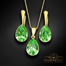 Sudraba komplekts „Kristāla Lāse (Peridot)“ ar Preciosa™ kristāliem
