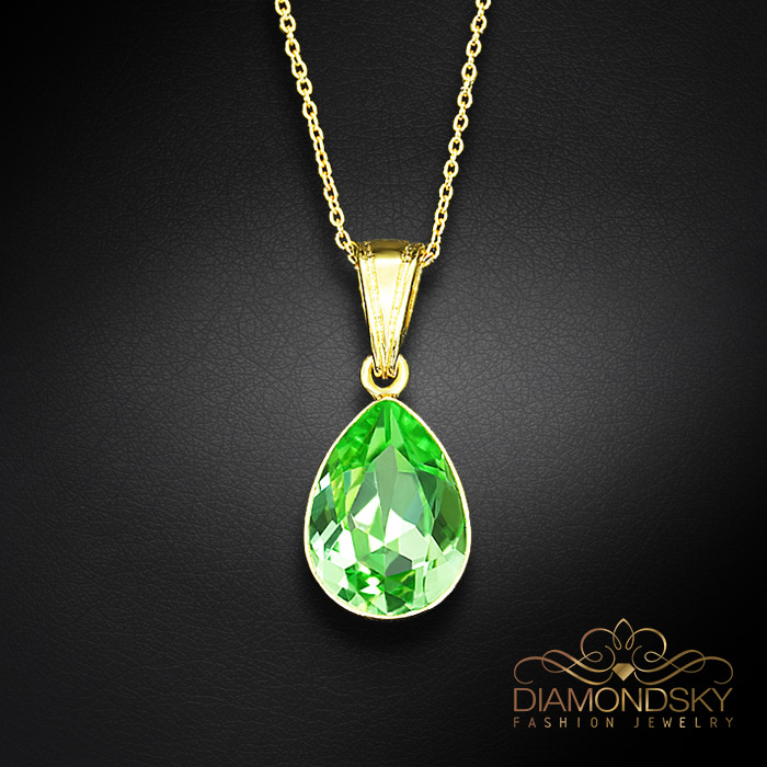 Sudraba kulons „Kristāla Lāse (Peridot)“ ar Preciosa™ kristāliem